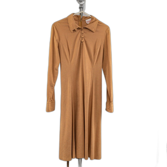 Vintage 70s/60s Country Miss tan dress suede size 18 - Picture 1 of 12